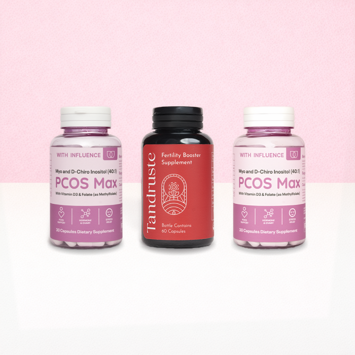 Organic Fertility Booster Supplement + 2 PCOS Max 30 Capsules Bundle